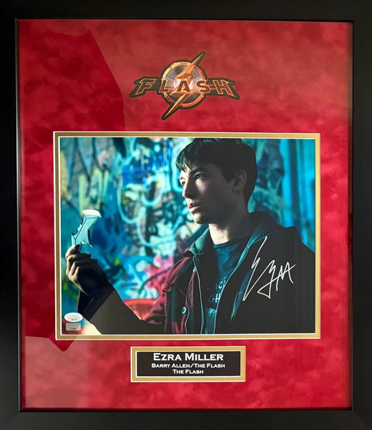 Ezra Miller Signed Suede Framed 11x14 Photo The Flash - JSA
