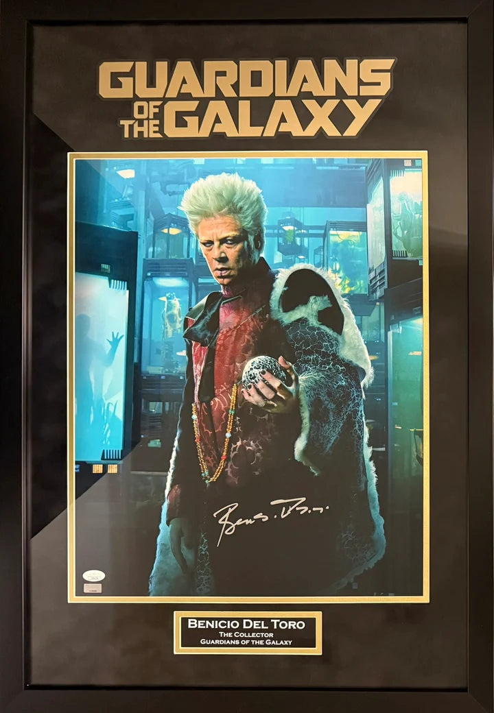 Benicio Del Toro Signed Suede Framed 16x20 Guardians of The Galaxy - JSA