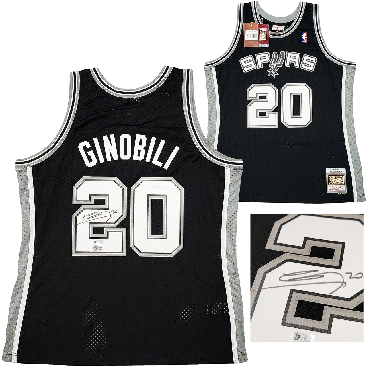 Manu Ginobili Signed Mitchell & Ness Swingman San Antonio Spurs Jersey - Beckett