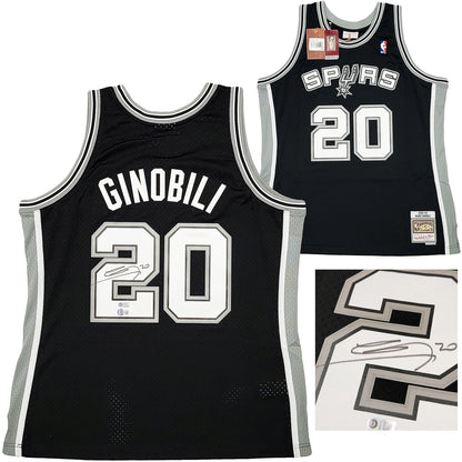 Manu Ginobili Signed Mitchell & Ness Swingman San Antonio Spurs Jersey - Beckett