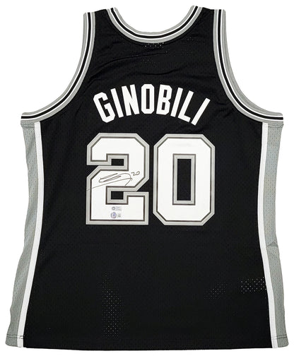 Manu Ginobili Signed Mitchell & Ness Swingman San Antonio Spurs Jersey - Beckett