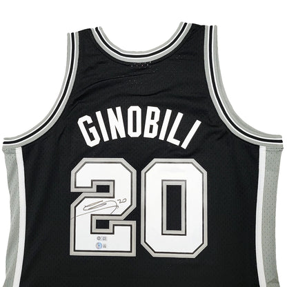 Manu Ginobili Signed Mitchell & Ness Swingman San Antonio Spurs Jersey - Beckett