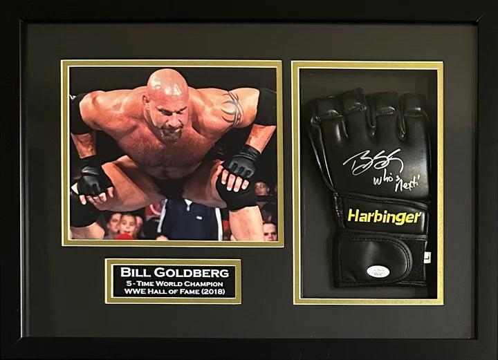Bill Goldberg Signed Inscribed Framed Glove - JSA