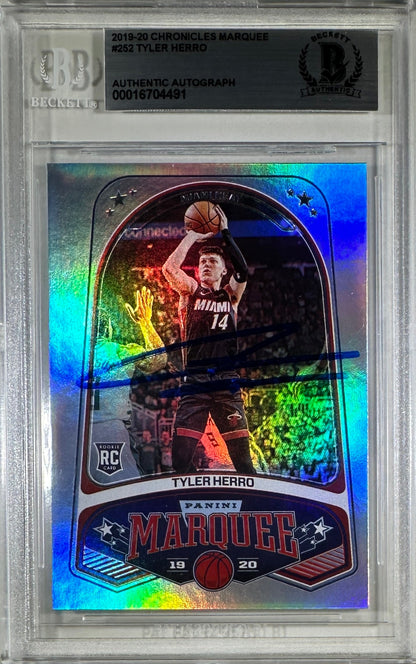 Tyler Herro auto card 2019-20 Panini Marquee RC #252 NBA Miami Heat BAS Encap
