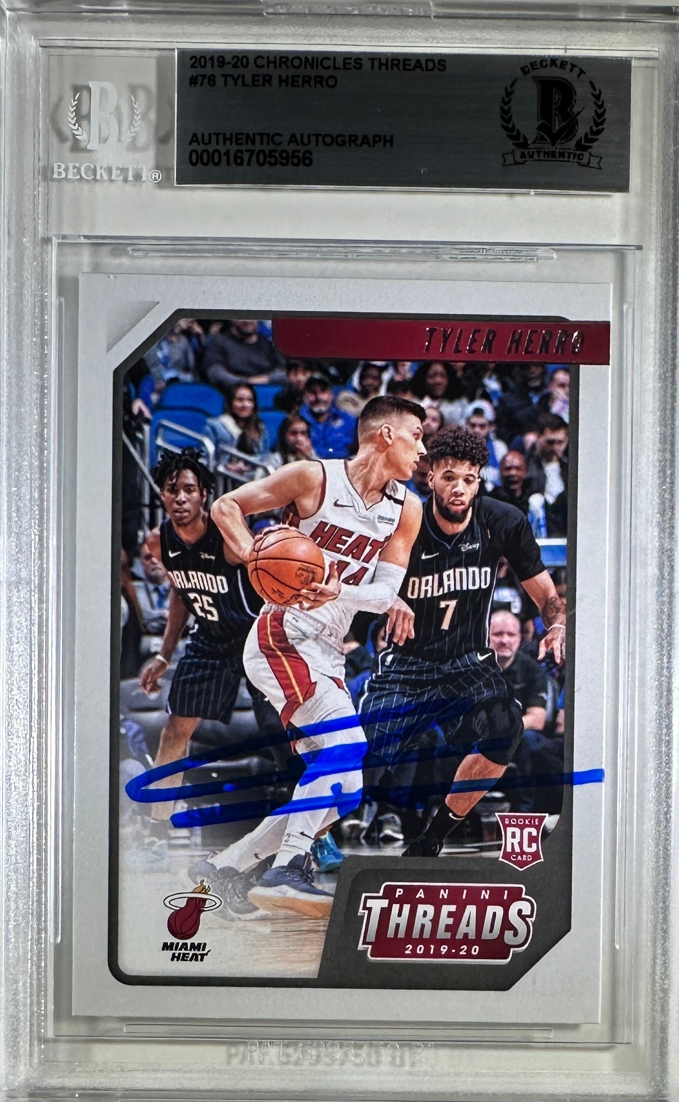 Tyler Herro auto card 2019-20 Panini Threads RC #76 NBA Miami Heat BAS Encap