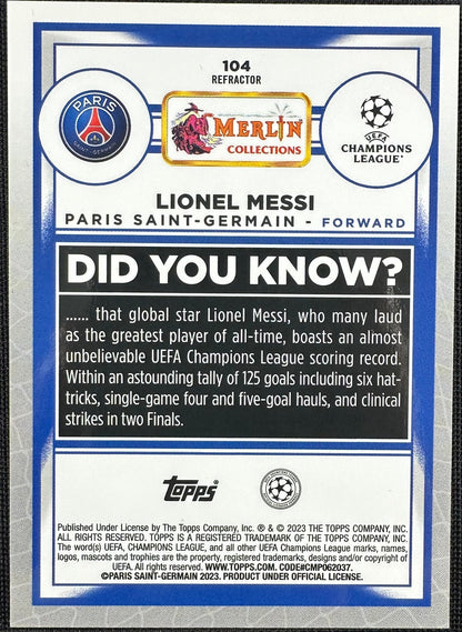 Lionel Messi Topps Merlin Sliver Refractor #104 2022-23 PSG