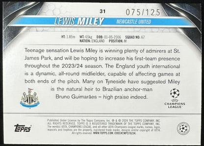 Lewis Miley 2023-24 Topps Green Inferno RC /125 #31 UEFA