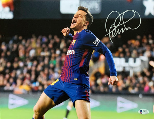 Philippe Coutinho autographed signed 11x14 Barcelona Beckett COA
