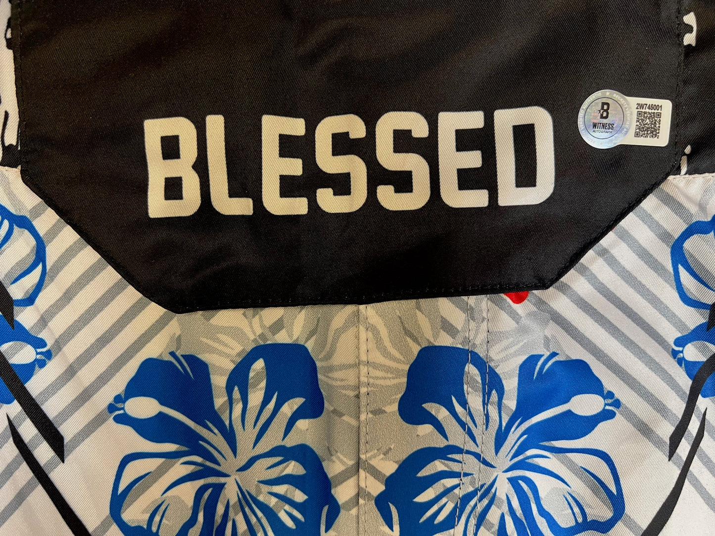 Max Holloway autographed signed shorts UFC BAS Blessed