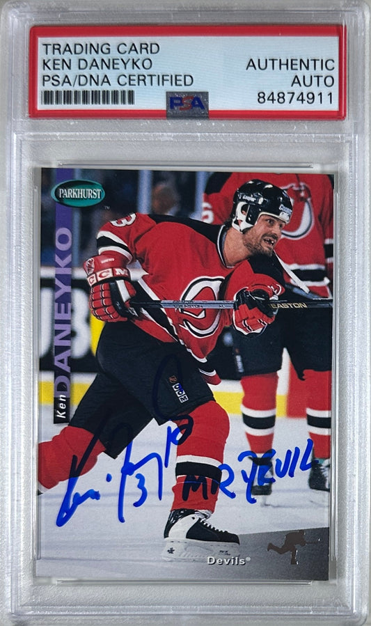 Ken Daneyko auto card 1994 Parkhurst #131 PSA Encapsulated New Jersey Devils
