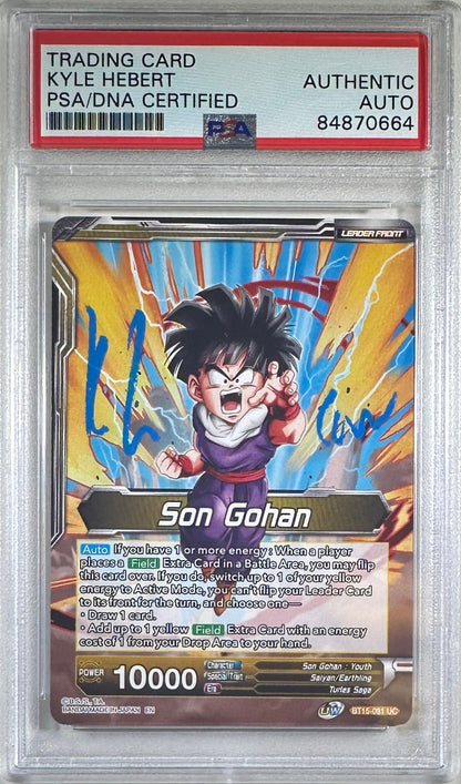 Kyle Hebert autographed signed inscribed Son Gohan Dragon Ball card PSA Encap
