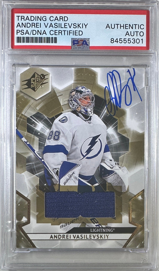 Andrei Vasilevskiy auto card 2020 Upper Deck #68 Lightning PSA Encap
