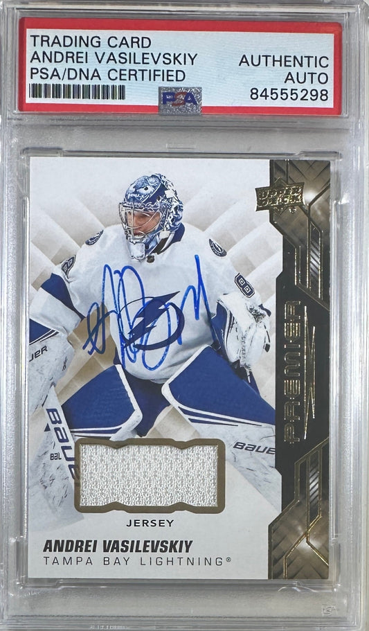 Andrei Vasilevskiy auto card 2020 Upper Deck #22 Lightning PSA Encap