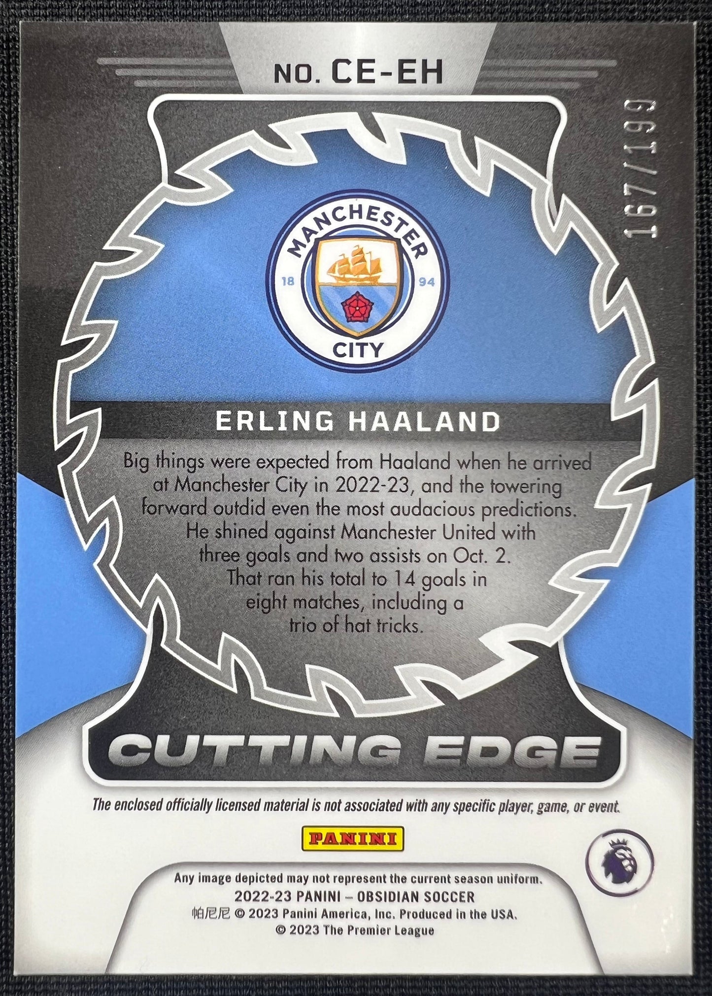 Erling Haaland 2022-23 Panini Obsidian Cutting Edge Patch /99 #CE-EH