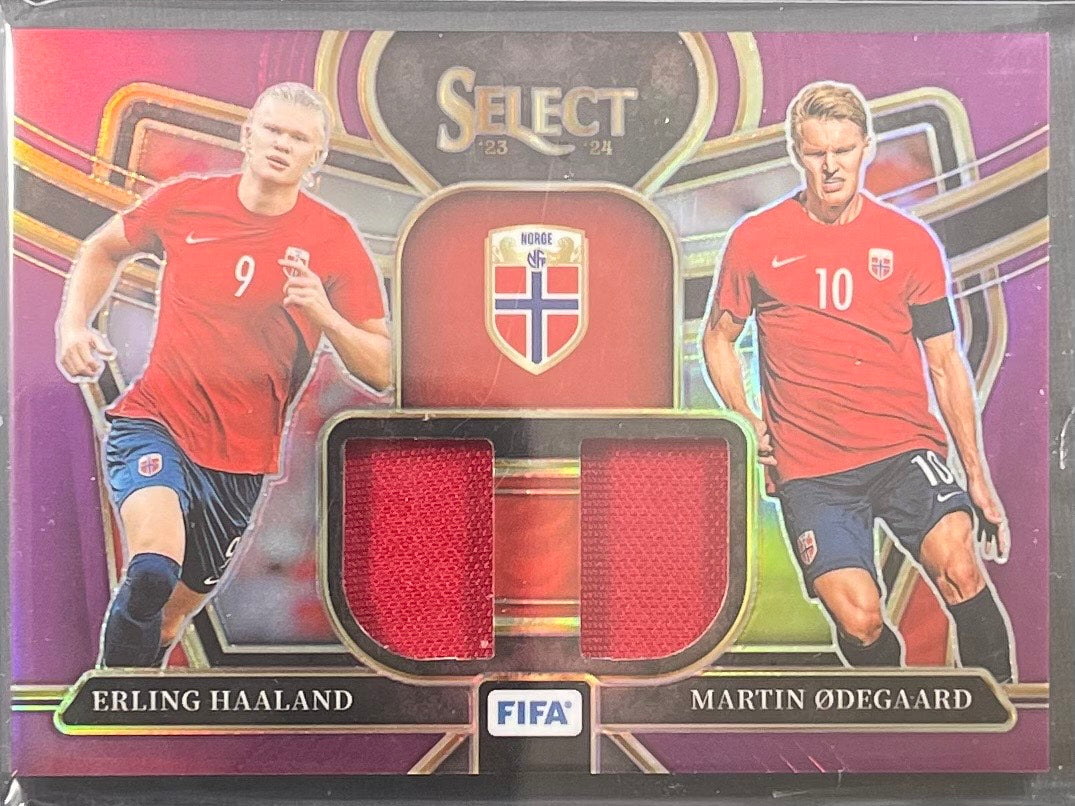 Erling Haaland Martin Odegaard 2023-24 Panini Select Purple Swatches Patch /49