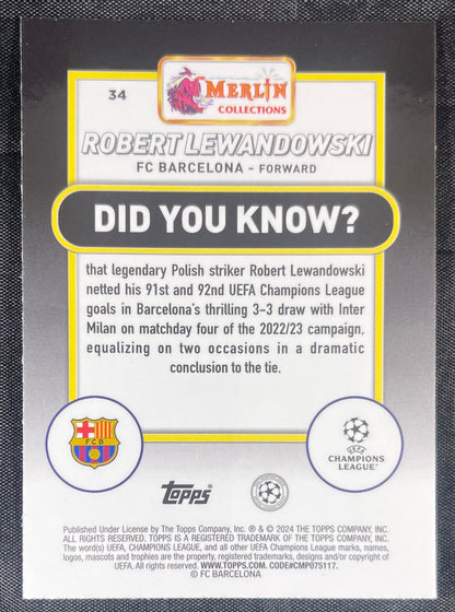 Robert Lewandowski 2023-24 Topps Merlin Pink Mojo #34 /275