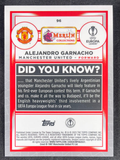 Alejandro Garnacho 2022-23 Topps RC Merlin Chrome Atomic Refractor #96 /250