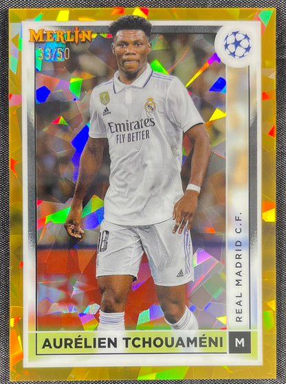 Aurelien Tchouameni 2022-23 Topps Merlin Gold Atomic Refractor #122 /50