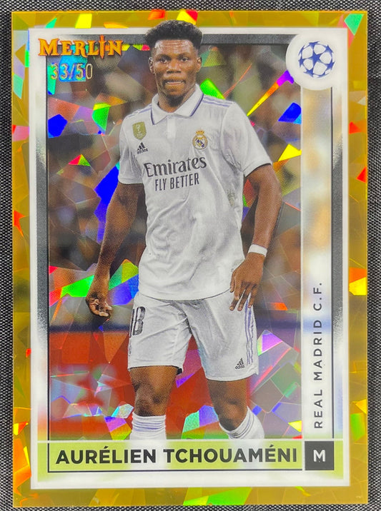 Aurelien Tchouameni 2022-23 Topps Merlin Gold Atomic Refractor #122 /50