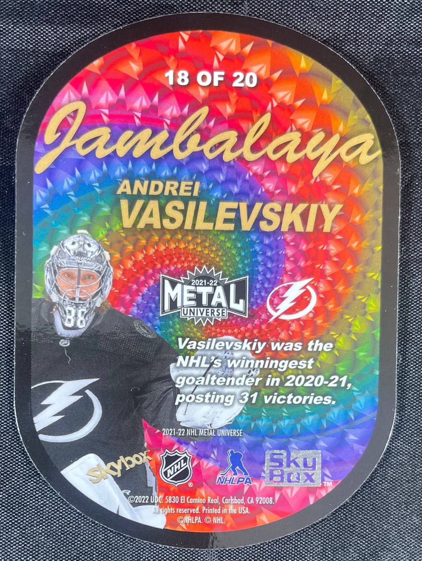 Andrei Vasilevskiy 2021-22 Skybox Metal Universe Jambamlaya Case Hit