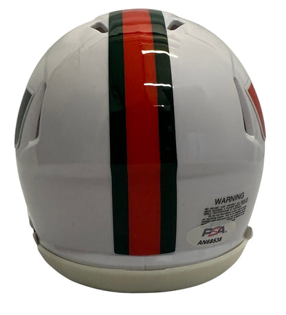 Jeremy Shockey autographed signed mini helmet Miami Hurricanes PSA