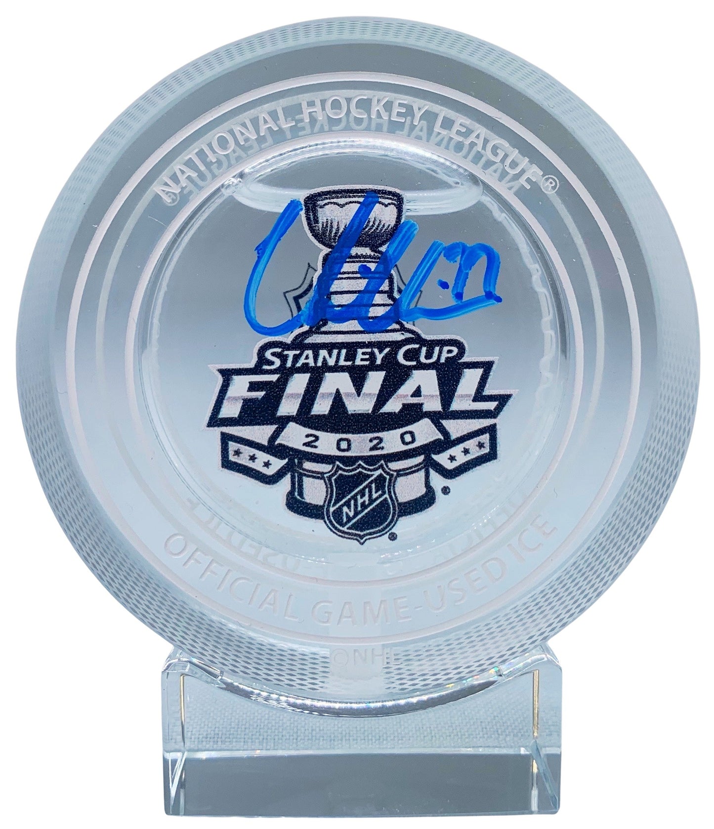 Victor Hedman autograph signed Game Used Ice puck Tampa Bay Lightning JSA COA