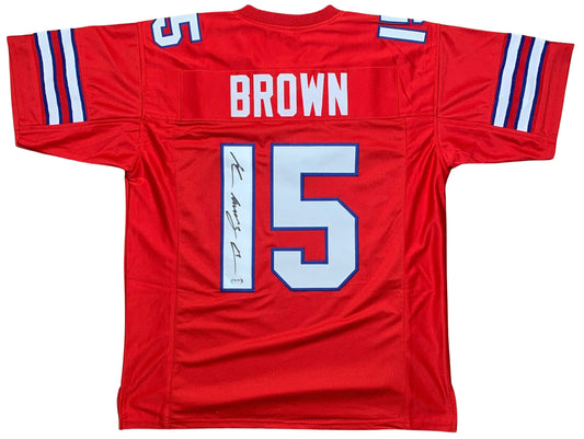 JOHN BROWN SIGNED CUSTOM RED PRO STYLE AUTOGRAPHED JERSEY PSA COA