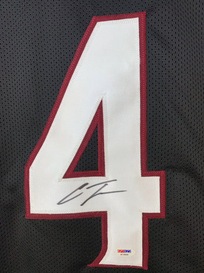 CHRIS THOMPSON SIGNED CUSTOM BLACK COLLEGE STYLE AUTOGRAPHED JERSEY PSA COA
