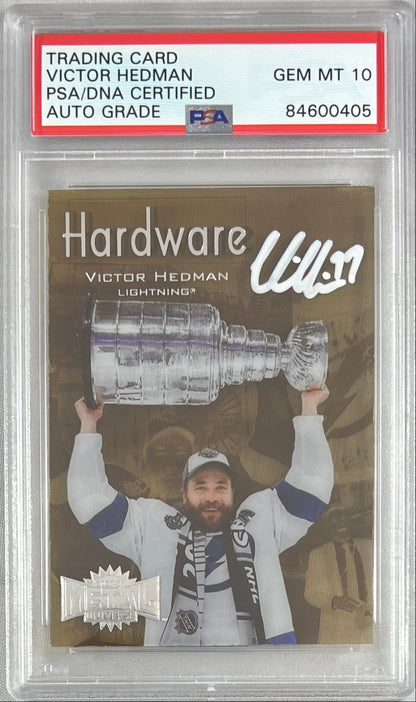 Victor Hedman auto 2020-21 Metal Universe #CH-1 card PSA Gem Mint 10 Lightning