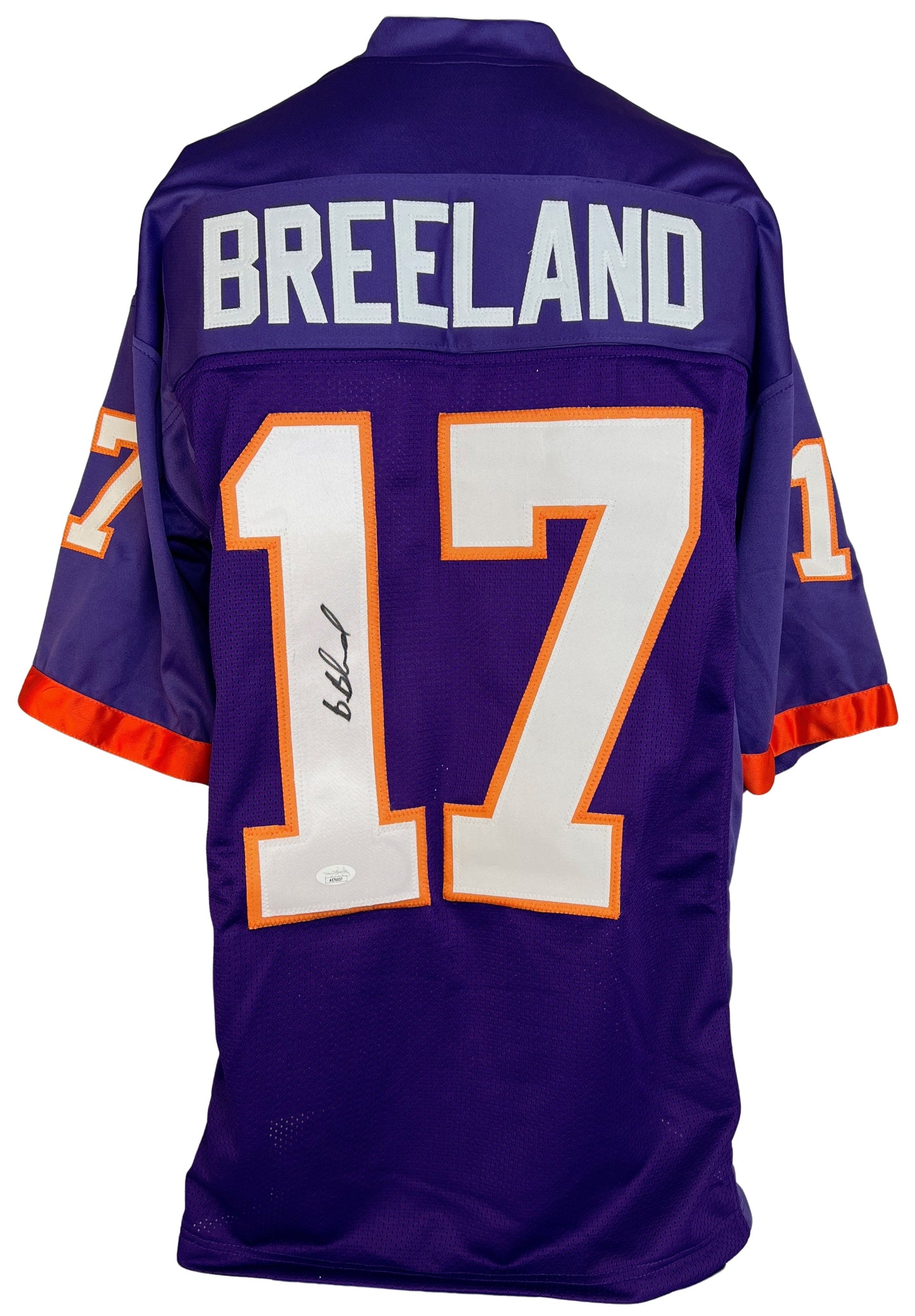 BUSHAUD BREELAND SIGNED CUSTOM PURPLE COLLEGE STYLE AUTOGRAPHED JERSEY JSA COA
