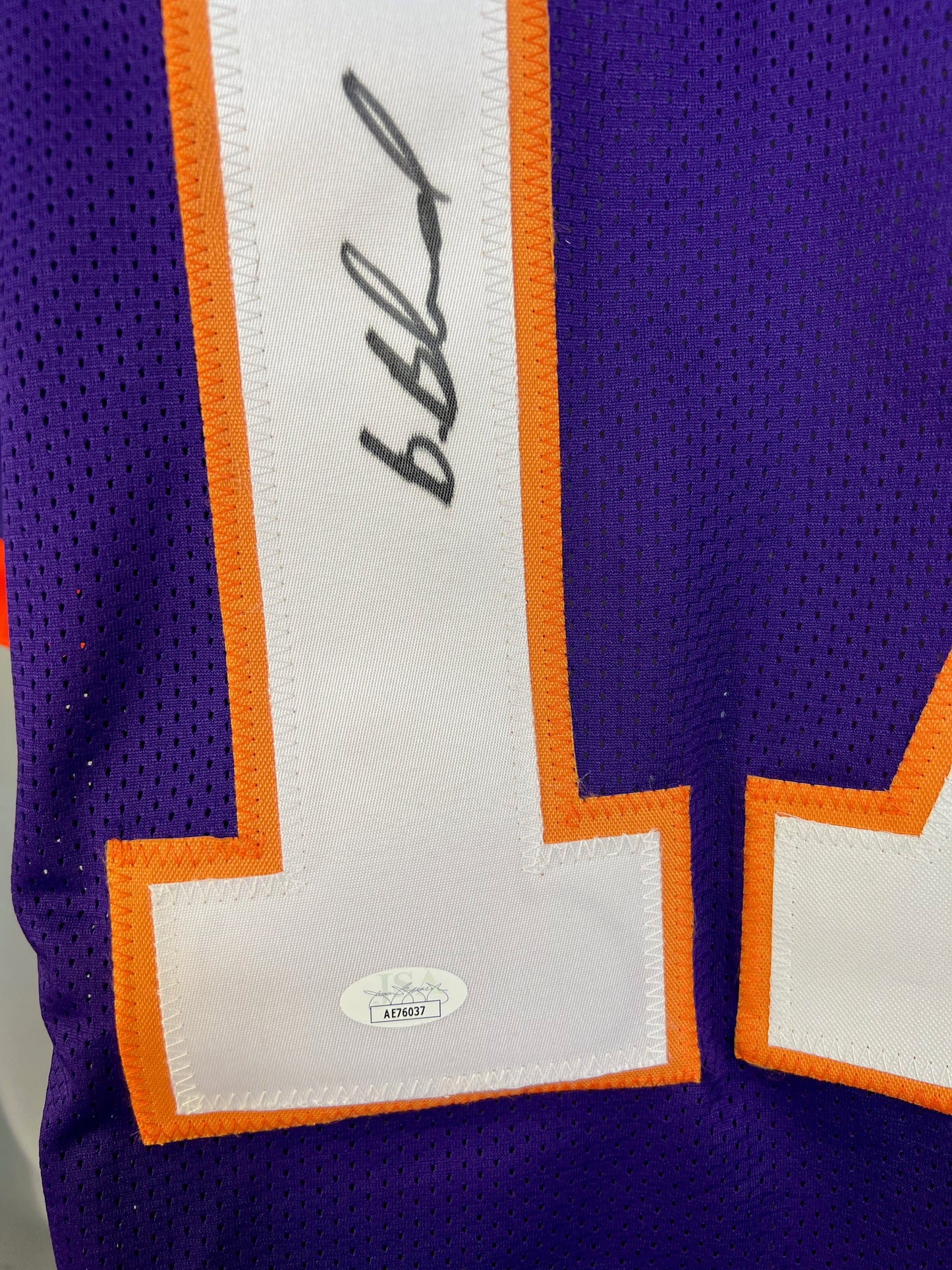 BUSHAUD BREELAND SIGNED CUSTOM PURPLE COLLEGE STYLE AUTOGRAPHED JERSEY JSA COA