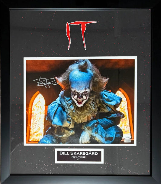 Bill Skarsgard Signed Framed Blood Splatter 11x14 Photo -  JSA