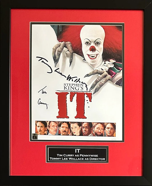 Tim Curry Tommy Lee Wallace Signed Framed Pennywise 11x14 photo - JSA