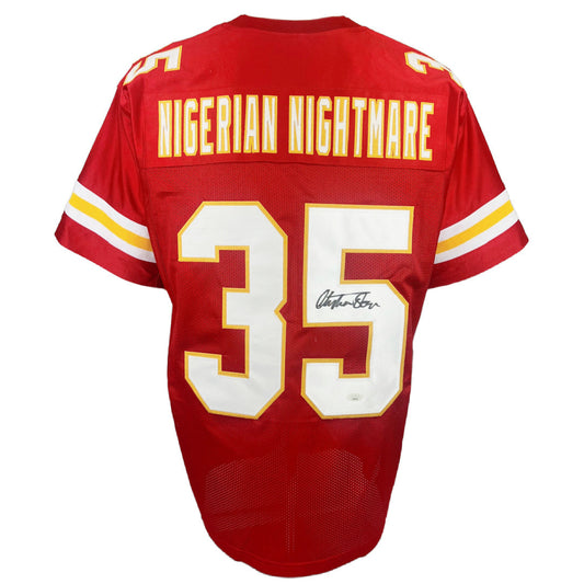 Christian Okoye autographed signed jersey NFL Kansas City Chiefs JSA COA