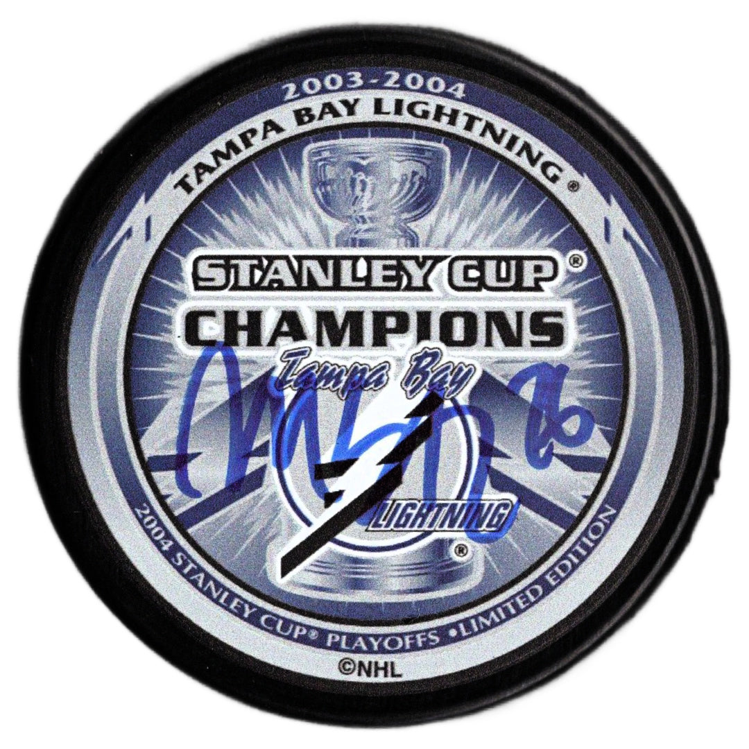 Martin St. Louis autographed signed Stanley Cup puck Tampa Bay Lightning JSA COA