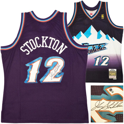 John Stockton Signed Authentic Mitchell & Ness 1996-97 Hardwood Classic Swingman Jersey - Beckett