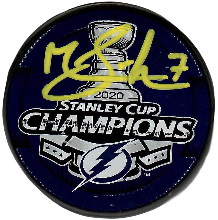 Mathieu Joseph autographed signed Stanley Cup puck Tampa Bay Lightning PSA COA