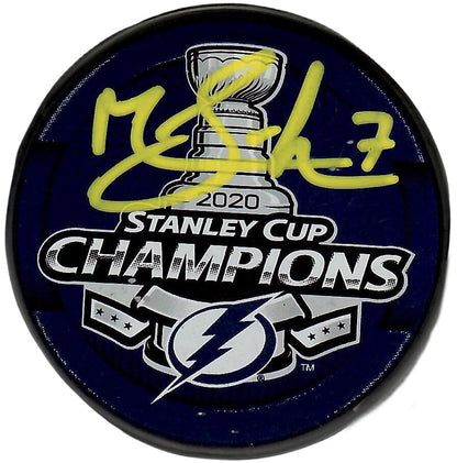 Mathieu Joseph autographed signed Stanley Cup puck Tampa Bay Lightning PSA COA