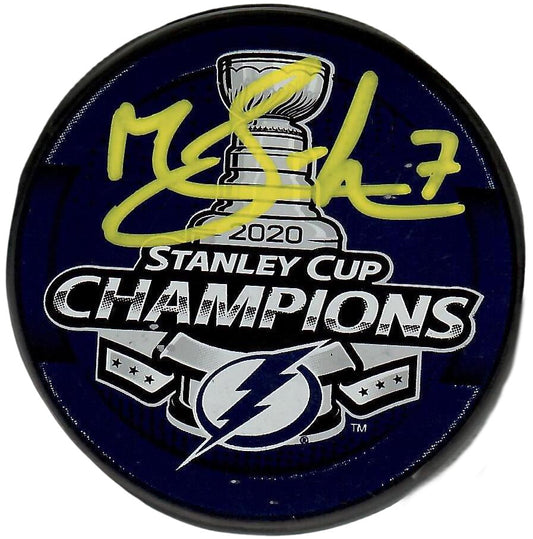 Mathieu Joseph autographed signed Stanley Cup puck Tampa Bay Lightning PSA COA