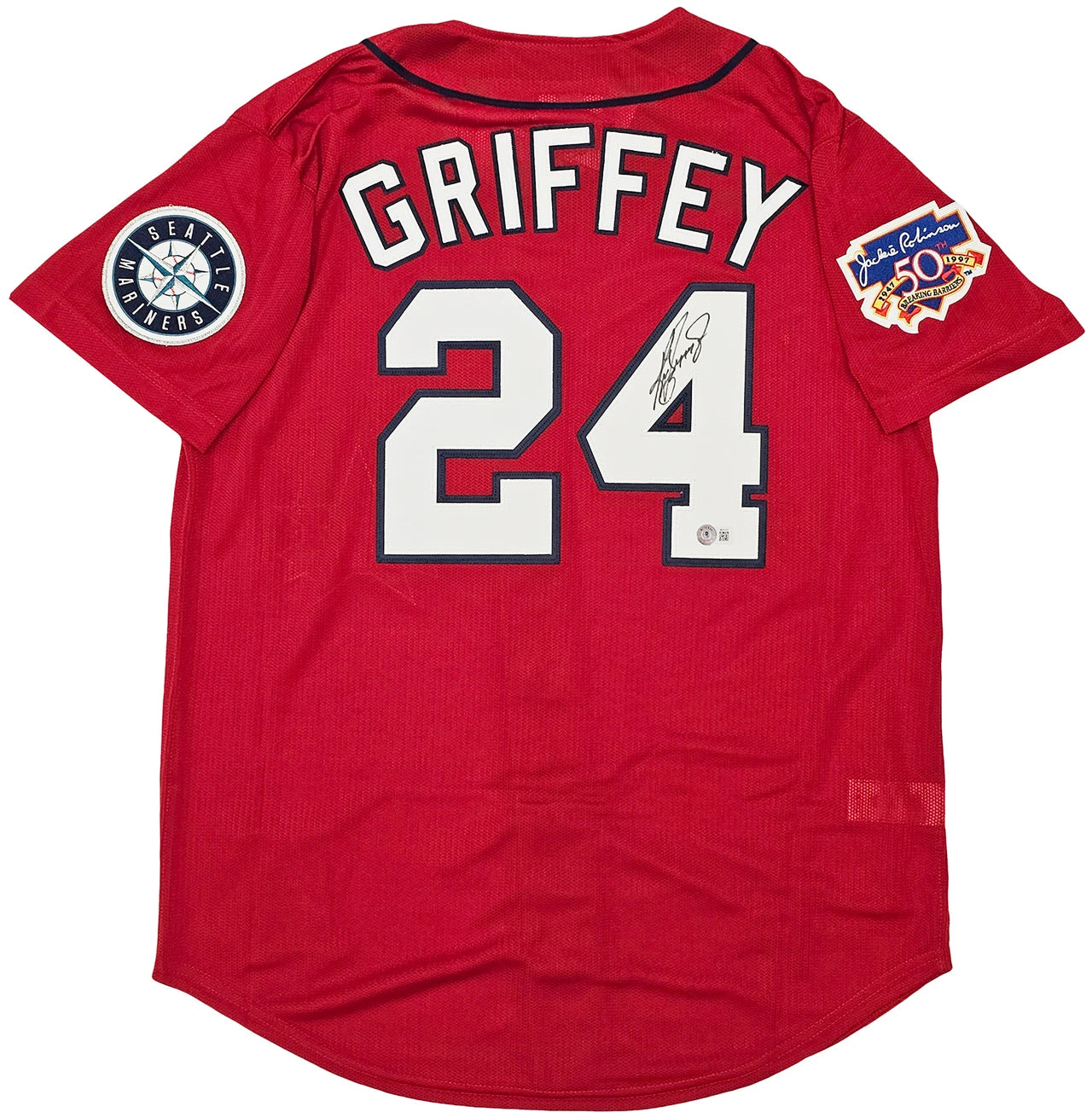Ken Griffey Jr. Signed Mitchell & Ness 1997 All Star Game Jackie Robinson Patch Jersey - Beckett