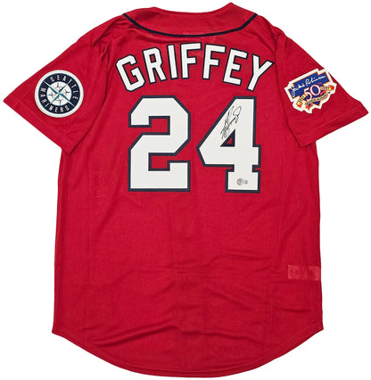 Ken Griffey Jr. Signed Mitchell & Ness 1997 All Star Game Jackie Robinson Patch Jersey - Beckett