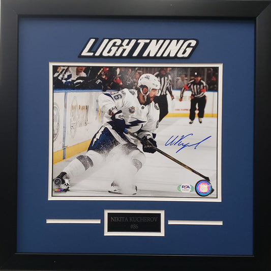 Nikita Kucherov signed 8x10 photo framed NHL Tampa Bay Lightning PSA COA