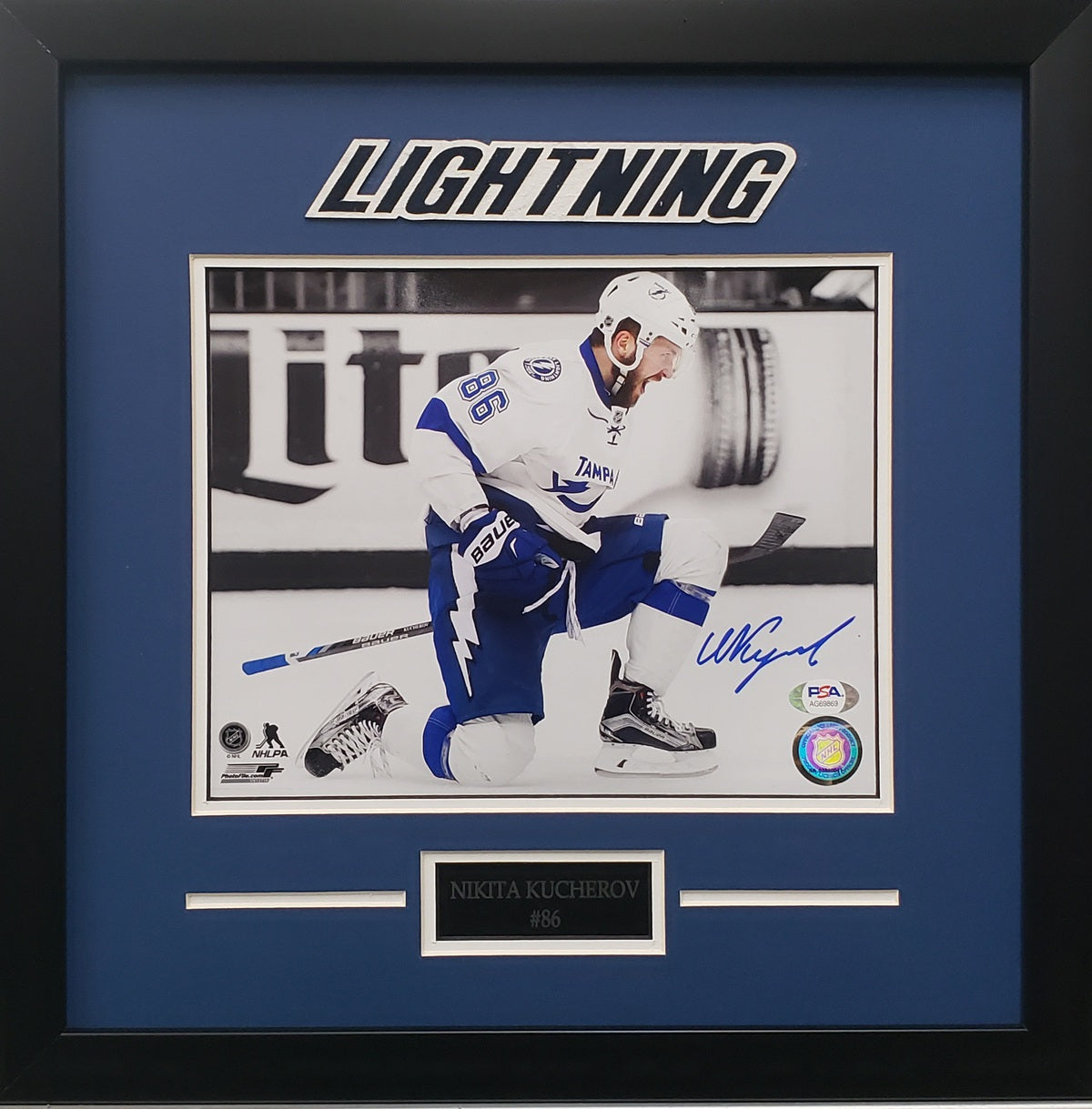 Nikita Kucherov signed 8x10 photo framed NHL Tampa Bay Lightning PSA COA