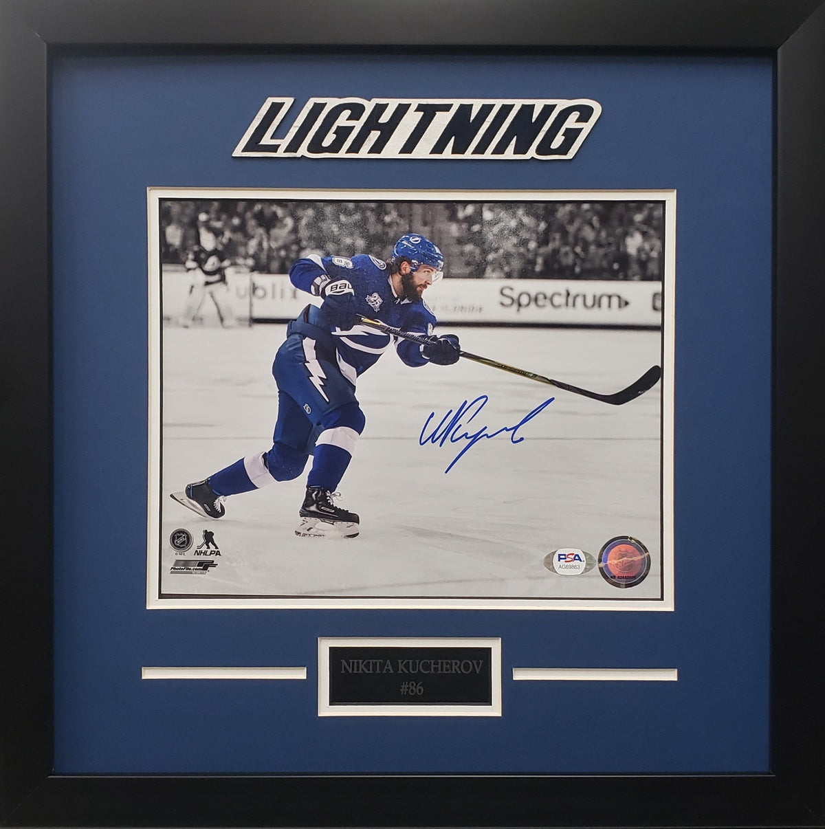 Nikita Kucherov signed 8x10 photo framed NHL Tampa Bay Lightning PSA COA