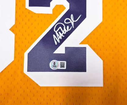 Magic Johnson Signed  Yellow Mitchell & Ness Los Angeles Lakers Jersey - Beckett