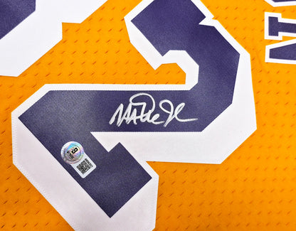 Magic Johnson Signed  Yellow Mitchell & Ness Los Angeles Lakers Jersey - Beckett