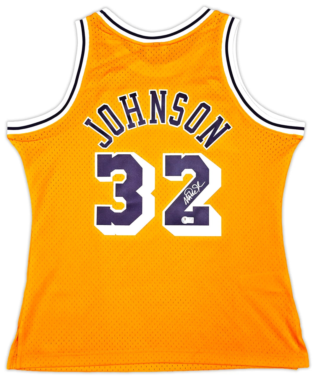 Magic Johnson Signed  Yellow Mitchell & Ness Los Angeles Lakers Jersey - Beckett