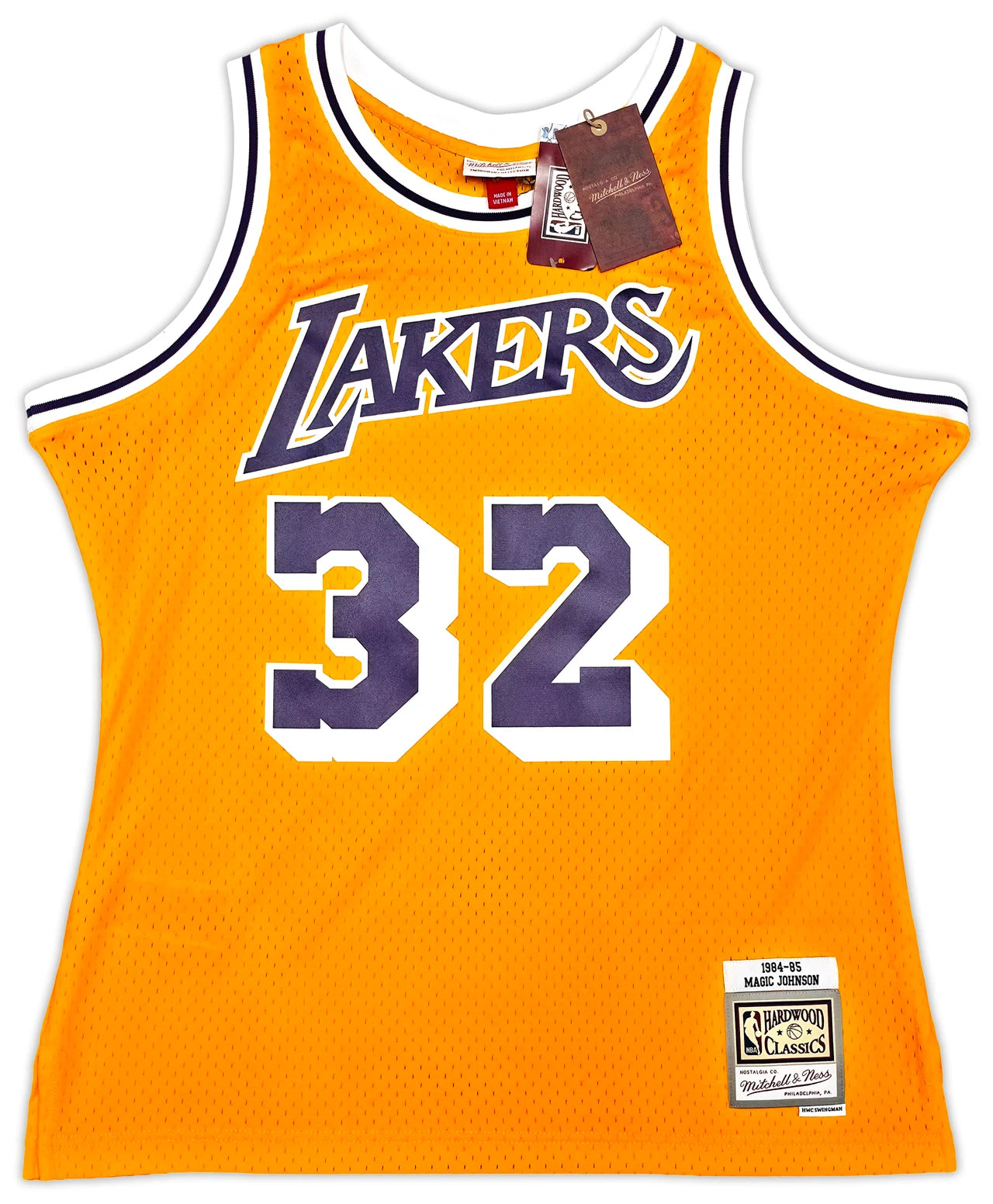 Magic Johnson Signed  Yellow Mitchell & Ness Los Angeles Lakers Jersey - Beckett