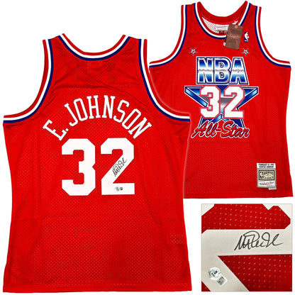 Magic Johnson Signed Mitchell & Ness 1991 All Star Game Hardwood Classic Swingman Jersey - Beckett