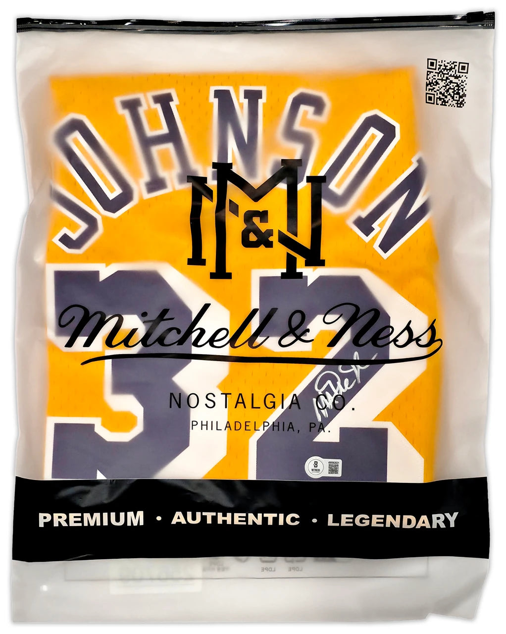 Magic Johnson Signed  Yellow Mitchell & Ness Los Angeles Lakers Jersey - Beckett